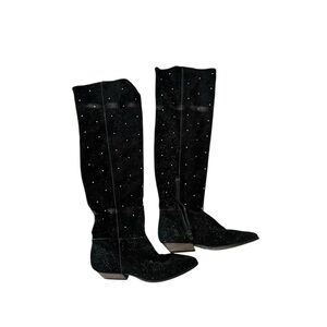 Free People suede studded slouchy Black gold‎ Boots 8